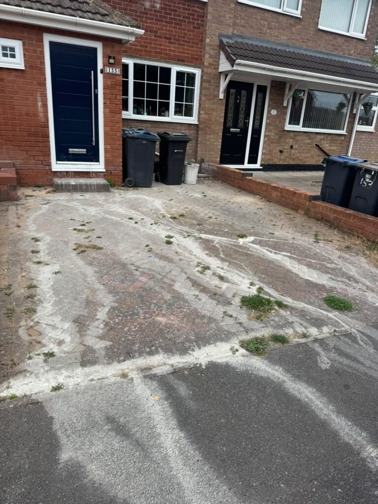 Block paving driveway before pressure washing
